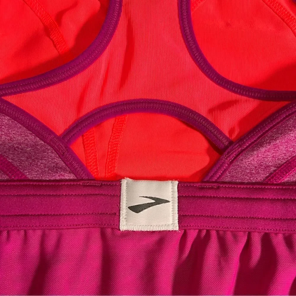 Brooks Running tank top sheer racer back orange fuchsia size small